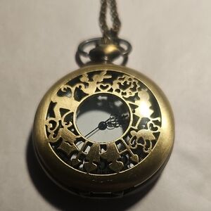 Elegant Gold Pocket Watch Pendant Necklace